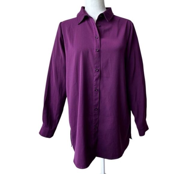 Susan Graver Button Down Blouse  Plum Long Sleeve  SZ XS - Picture 10 of 10